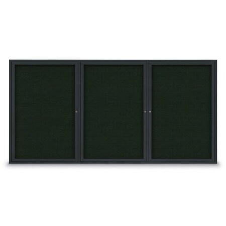 United Visual Products 18"x24" 1-Door Enclosed Outdoor Letterboard, Green Felt/Black Alum UV1166D-BLACK-GREEN